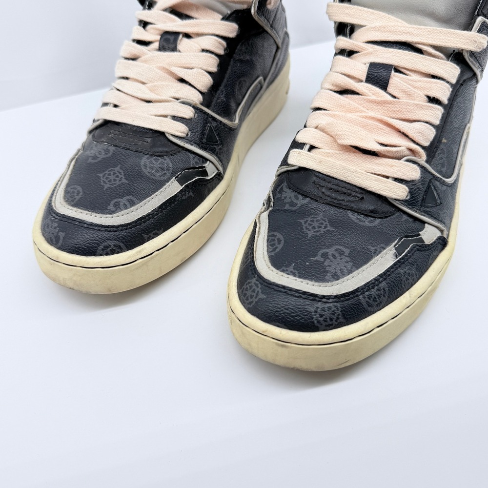 GUESS Verona High Top Sneakers Womens 9 Grey Black Monogram Logo Retro - Picture 10 of 13